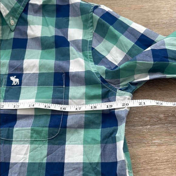Abercrombie & Fitch Size S Green and Blue Plaid Casual Shirt Long Sleeve - Picture 3 of 7